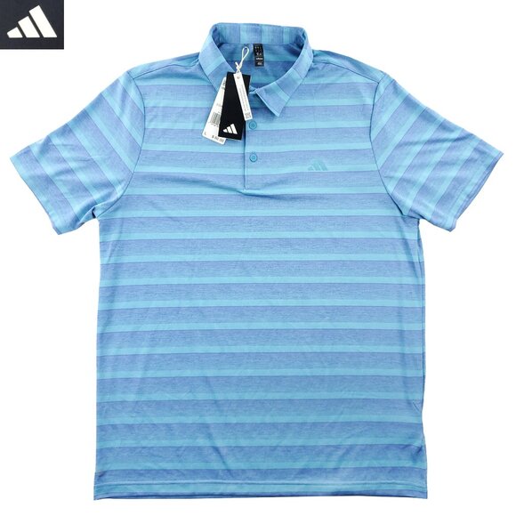 Adidas Golf Polo Shirt 2 Color Striped Stretch Blue Men's Large NWT - Picture 1 of 10